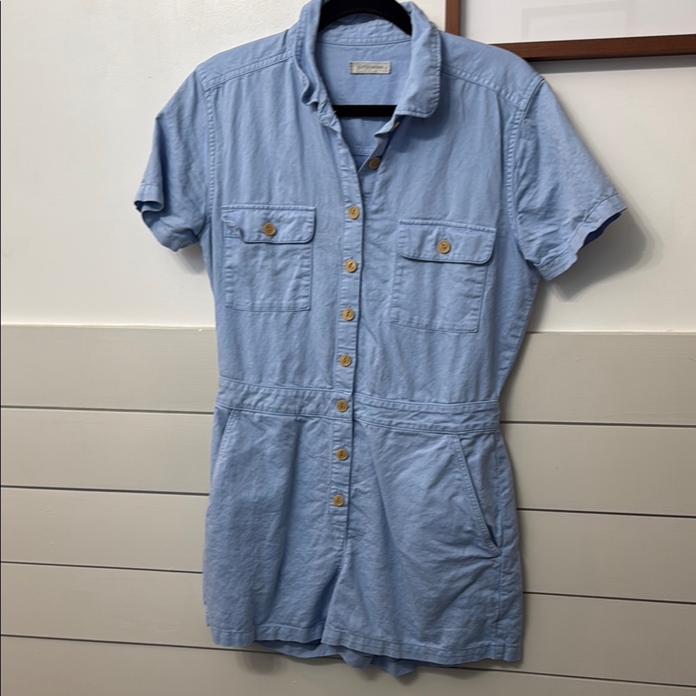 Outerknown Blue Polo Collar Jumpsuit